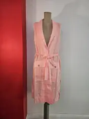 Trelise Cooper Holiday Linen NEON PINK ROSE Dress Vest Size S New RRP $ 250