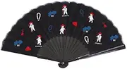 [大西賢製販] Ken Onishi S-F15-16 Petit Pla Unisex Print Fan, 9.1 inches (23 cm), Pilgrimage, Black, Ripple