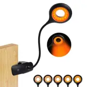 Clip-on Reading Light for Bed - Amber Book Read Light Rechargeable 5 Black