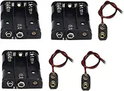LAMPVPATH 3 Pcs 3 x 1.5V (4.5V) AA Battery Holder Leads with 3 Pcs I Type Snap Connector Plastic Housing