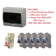 Lanx Complete 8 Pole Switchboard + 6KA RCBO RCD MCB (Type A) + Main Switch Board