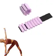 Pair of Adjustable Wrist Ankle Weights Wearable Bangles Silicone Bracelet for Yoga Aerobics Gym-Purple