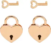 2Pcs Golden Heart Shaped Padlock Mini Locks with Keys for Handbag,Jewelry Box, S
