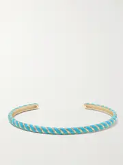 [Alison Lou] Alison Lou - Streamer 14-karat Gold And Enamel Cuff - Blue - One size One size Blue