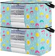 sanluoli 90L 2 Pack Underbed Storage Container with Reinforced Handles, clear window Blanket Organizers For Closets