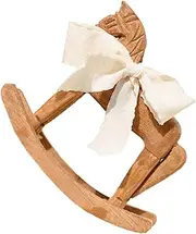 Wooden Rocking Horse Pine Decor Home Decorative Ornament Table and Bookshelf Display Farmhouse Style Aesthetic Decor