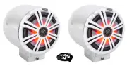 (2) kicker KM8 8" LED 360° Degree Swivel Chrome Surface Mount Boat Speakers