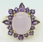 Women's Ring 14k Yellow Gold Plated Lab Created Pear Round Amethyst/Opal Halo