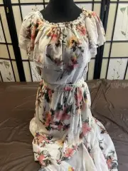 NWT White House Black Market (M) Floral Print Sleeveless Chiffon Maxi Dress