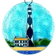 Cape Lookout Lighthouse Christmas Tree Ornament - Art Glass Light Catcher