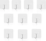 XUNQUCOM 10 Pieces Waterproof Wall Hooks Self Adhesive Sticker Hanger Transparent
