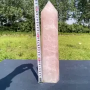 Top 3.18kg Natural Rose Quartz Obelisk Wand Point Quartz Crystal Tower specimen