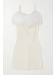 [SLEEPER] SLEEPER - + Net Sustain Boheme Feather-trimmed Ecovero-satin Mini Dress - White - x small x small White