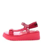 CHANEL 23A 2023 Leather CC Strap Platform Wedge Dad Sandals Shoes Pink $1575