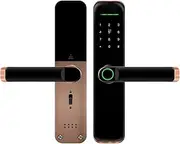 Tuya WiFi Smart Fingerprint Biometric Frosted Panel Digital Smart Door Lock Password IC Card Safety Child Lock Slimline Design(22X190 5050) Aqiong