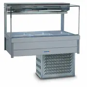 Roband Square Glass Refrigerated Display Bar 6 pans - Piped and Foamed only (no motor) - Cold Bain Maries (RB-SFX23RD) - SFX23RD-RB