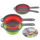 Washing Basket Colander Collapsible Drain Silicone Filter With Handle Foldable