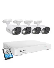 C303 Spotlight Home Security Cameras System with Audio,8CH 5MP Lite DVR,4 x 1...