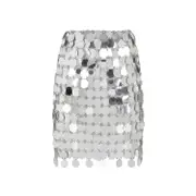 [Rabanne] Rabanne-Silver Round Sequin Polyester Mini Skirt-Donna 36 FR
