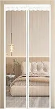 Magnetic Screen Door Mesh, Magnetic Thermal Insulated Door Curtain, Hands Free Entry and Self Sealing Magnets Design, Keeps Bugs Out Let Breeze in, Weighted Bottom (White 120x230cm)