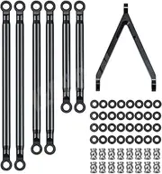 KANGYEBAIHUODIAN 7Pcs/Set Aluminum Steering Linkage Link Rod Set Fit for Axial SCX24 AXI00005 Jeep Gladiator 1/24 RC Rock Car Upgrade Parts(Black)