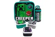 Minecraft Creeper Lunch Bag And Bottle (Pack Of 5) (Black/Green/White) (One Size)