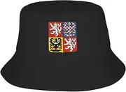 [Generic] Czech Bucket Hat Coat of arms of Czech Emblem Fishing Hat for Czech Outdoor Decoration Sun Cap Black, Black, One Size