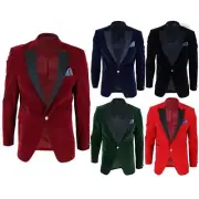 Mens Soft Velvet 1 Button Dinner Jacket Tuxedo Blazer Smart Casual Tailored Fit