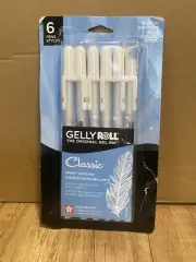 Sakura Gelly Roll Pens Size 10 BRIGHT WHITE INK Classic Collection 6pk (Open Box