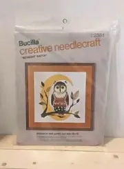 Bucilla Creative Needlecraft MIDNIGHT WATCH kit owl moon crewel MCM yellow C