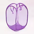 1X Laundry Basket Bin Storage Washing Bag Mesh Collapsible Foldable Hamper Purpl