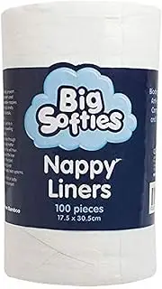 Big Softies Bamboo Nappy Liners, White, 100 Count
