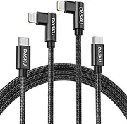 Apple USB C to Lightning Cable 2Pack - 6FT Right Angle 90 Degree iPhone Charging Cable - Long Nylon Braided - Compatible with iPhone 14/13/Pro/12/Max/11/XS/XR/8/Plus