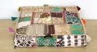 22X22X5" Square Floor Cushion Pillow Cover Beige Patchwork Room Decorative Throw