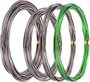 uxcell 1mm/1.5mm/2mm Bonsai Training Wire, 4 Roll Floral Wire Stems Anodized Aluminum Tree Wire 16.4 Feet for Gardening Branch Fixing, Brown/Green
