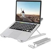 Laptop Stand, BOUNDEAL Portable Adjustable Laptop Holder, Ergonomic Foldable Aluminum Adjustable Ventilated Notebook Stand for All 10-15.6” Laptops, Phone and Book - Silver