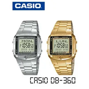 卡西歐 DB-360-1A DATA BANK 不銹鋼手錶 DB-360G / DB-360