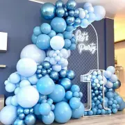 Blue Silver Balloons Arch Garland Kit with Balloon Strip 115Pcs Balloons Set for