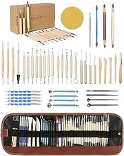 TEMONTIAN Pottery Clay Sculpting Tools，44Pcs Double Sided Polymer Clay Tools, Ceramic Clay Carving Tool Set with Carrying Case Bag for Beginners, Pottery Tools and Supplies for Professionals Kit