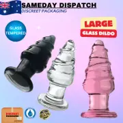 BDSM Wearable Glass Anal Plug Large Dildo Butt Thruster Vagina Adult Sex Toy