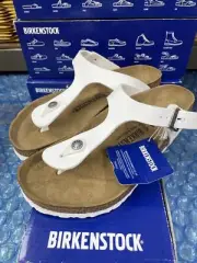Birkenstock Gizeh 1005300 Women's Patent White Flip Flop Sandal Shoes BS247 7W