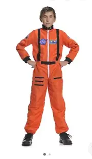 Underwraps Astronaut Costume In Orange, CHILD Size L 10-12, NEW!