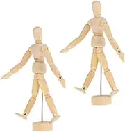 SHINEOFI 2pcs Wooden Mannequin: Wooden Art Mannequin Set - Poseable Human Figures for Artists - Jointed Models for Painting and Craft Supplies