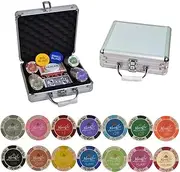TX GIRL Poker Chips Set with Aluminum Box Casino Texas Hold'em Wheat Double Color Chips Trim Sticker 100,200,300,400,500PCS/Set (Color : 200pcs Black)