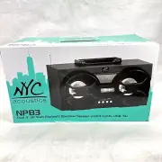 NYC Acoustics NPB3 Dual 4" Portable Bluetooth Boombox Speaker+USB/SD/LED+Remote