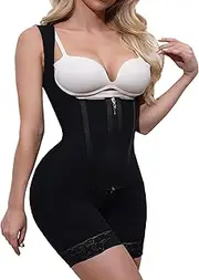 [Ahigh] Shapewear Women's Body Strong Shaping Bodice Bodysuit for Tummy Control Adjustable Straps Shapewear Tummy Control with Corset Steel Bone Extra Strong Shaping Bodice Body
