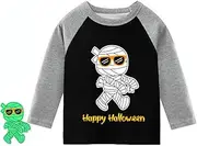 [Tkria] Mummy Halloween Shirt Boys Glow-in-the-Dark Sweatshirt Kids Pumpkin Fall Holiday Tee Toddler Puppy Dog Graphic Raglan Top