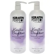 Keratin Brightener Kit by Keratin Perfect for Unisex - 2 Pc Kit 32oz Shampoo, 32oz Conditioner