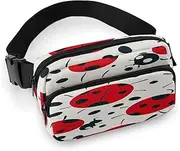 [YTLKGFP] Waist Pack Red Black Spotted Ladybug Printed Butt Pack Fanny Pack Hip Bum Bag for Workout Traveling Casual Running Hiking Cycling, Red Black Spotted Ladybug, 7.9 X 5.1 in