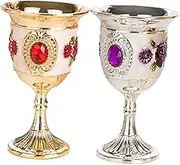 MOLUCKFU Metal Wine Cups Small Wine Goblets Reusable and Unbreakable Alloy Cups for Daily Meals